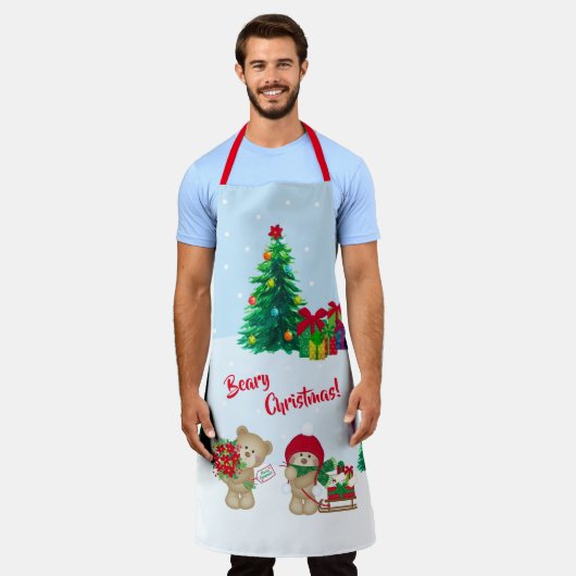 Beary Kerstmis! Cute kerst Teddy Bears Scene Schort (Gedragen)