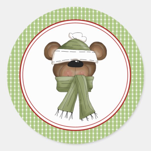 Beary Kerstmis Envelopezegels Stickers (Voorkant)