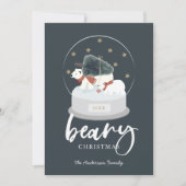 Beary Kerstpoar Beer Snow Wereldbol Holiday Card Kaart (Voorkant)