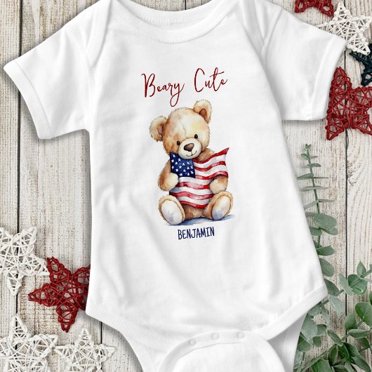 Beary Leuke Patriottische Teddybeer 4 juli Romper