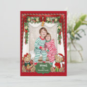 Beary Merry Christmas-fotokaart Feestdagenkaart (Staand voorkant)