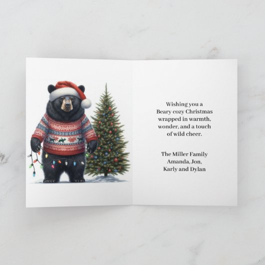 Beary Merry Christmas Holiday Card Feestdagen Kaart (Binnen)