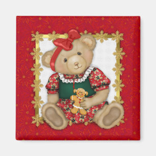 Beary Merry Christmas -Meisje Teddy Magneet