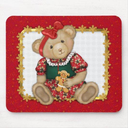 Beary Merry Christmas -Meisje Teddy Muismat (Voorkant)