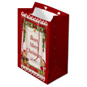 Beary Merry Christmas - Naam aanpassen Medium Cadeauzakje (Voorkant Gekanteld)