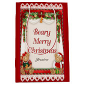 Beary Merry Christmas - Naam aanpassen Medium Cadeauzakje (Voorkant)