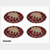 Beary Merry Christmas Plaid Burlap Beer Ovale Sticker (Vel)