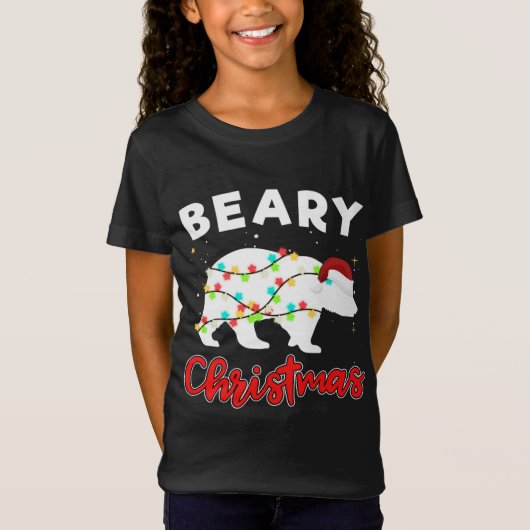 Beary Merry Christmas voor Beer liefhebbers Funny  T-shirt (Voorkant)
