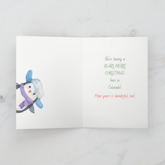 Beary Merry Colorado Kerstmis Kaart (Binnen)