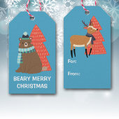Beary Merry kerst Cadeaulabel
