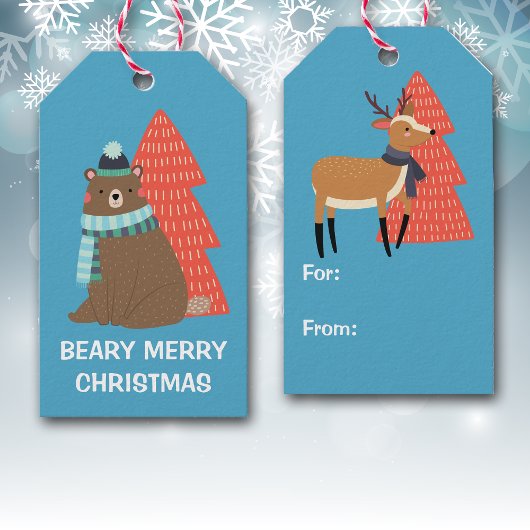 Beary Merry kerst Cadeaulabel
