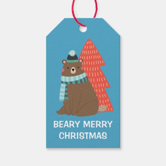 Beary Merry kerst Cadeaulabel (Voorkant)