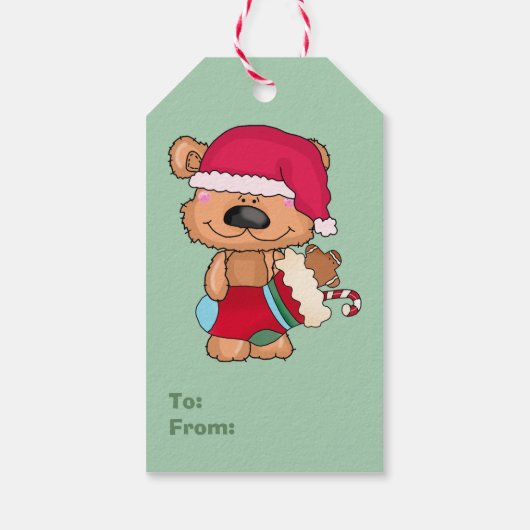 Beary Merry kerst Cadeaulabel (Achterkant)