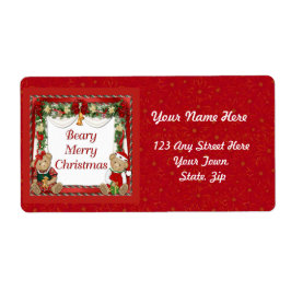 Beary Merry kerst Etiket