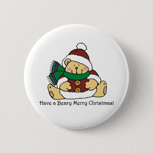 Beary Merry kerst Ronde Button 5,7 Cm (Voorkant)
