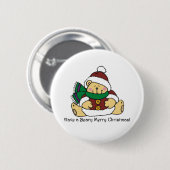 Beary Merry kerst Ronde Button 5,7 Cm (Voorkant /achterkant)