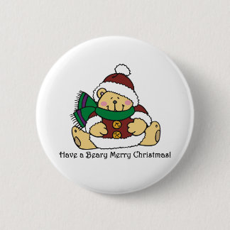 Beary Merry kerst Ronde Button 5,7 Cm