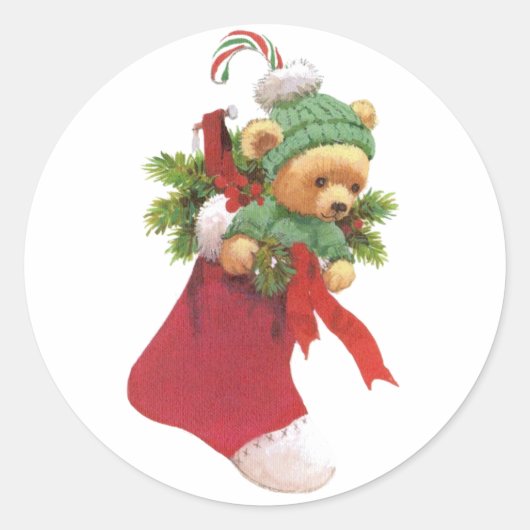 Beary Merry kerst Ronde Sticker (Voorkant)