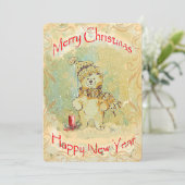 Beary Merry-kerstkaart Feestdagenkaart (Staand voorkant)
