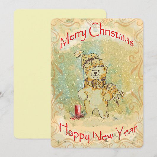 Beary Merry-kerstkaart Feestdagenkaart (Voorkant / Achterkant)