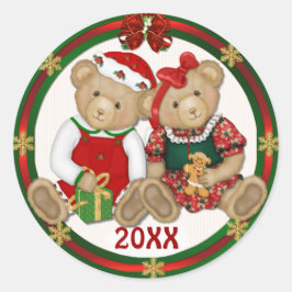 Beary Merry Kerstmis 20XX Ronde Sticker