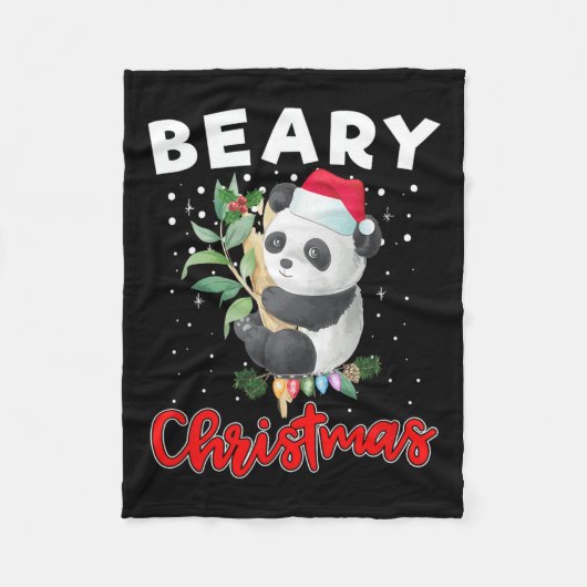 Beary Merry Kerstmis voor het Beer Panda Lovers Fu Fleece Deken (Voorkant)