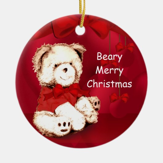 Beary Merry-kerstteddy Bear Ornament (Voorkant)