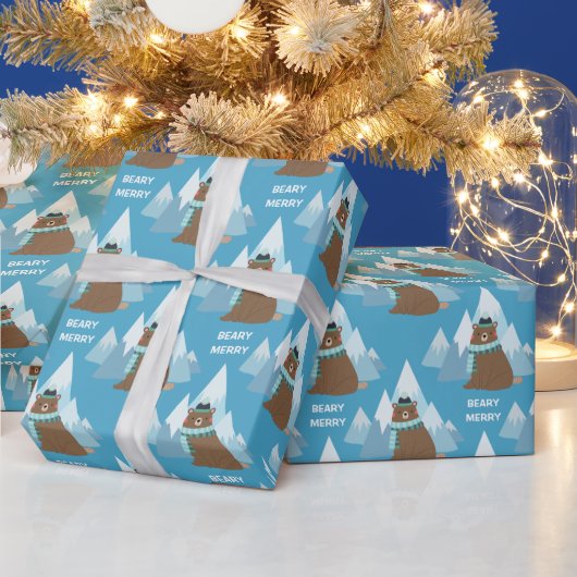 Beary Merry Mountain Kerstmis Cadeaupapier (Feestdagen)