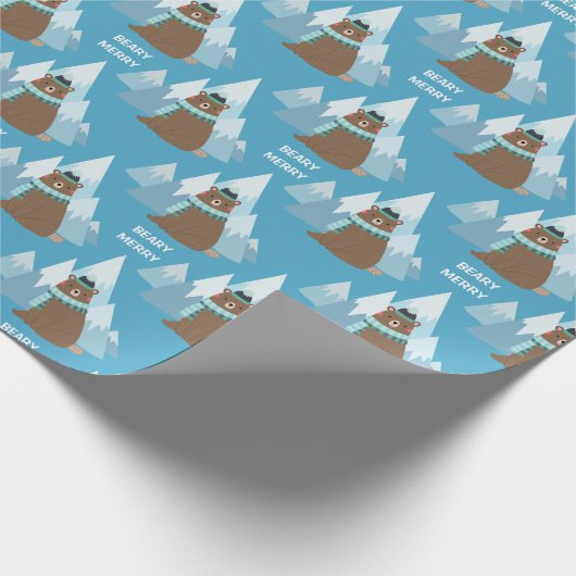 Beary Merry Mountain Kerstmis Cadeaupapier (Hoek)