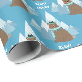 Beary Merry Mountain Kerstmis Cadeaupapier (Rol Hoek)