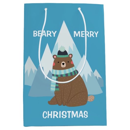 Beary Merry Mountain Kerstmis Medium Cadeauzakje (Voorkant)
