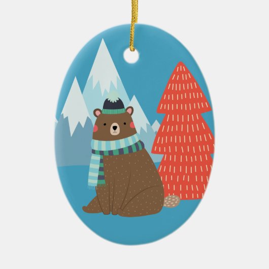 Beary Merry Mountain Persoonlijk kerstfeest Keramisch Ornament (Voorkant)
