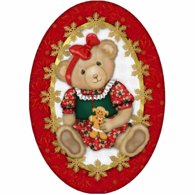 Beary Merry Teddy Bear Ornament Fotobeeldje Ornament (Voorkant)