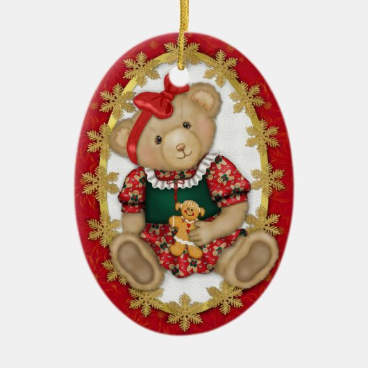 Beary Merry Teddy Bear Ornament - Ovaal 2 (Voorkant)