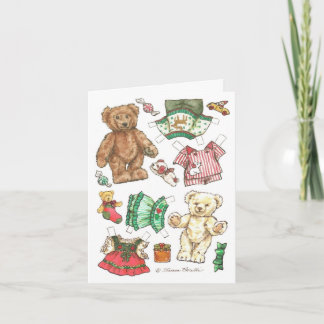 Beary Merry Teddy Bear Paper Doll Christmas Kaart