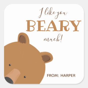 Beary Much Beer Classroom Valentijn Vierkante Sticker