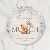 Beary Much Teddy Bear Baby Shower Thank You Bedankjes Labels (Voorkant)