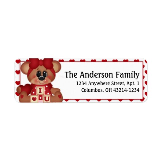 Beary Much Valentijnsdag Adresetiketten d1 Etiket (Voorkant)