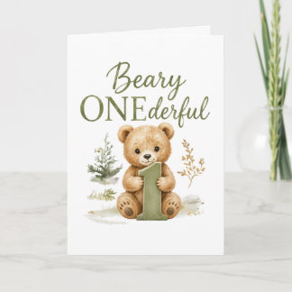 Beary ONEderful 1e verjaardag T-shirt Kaart