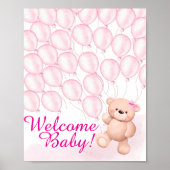 Beary Pink Baby shower Poster (Voorkant)