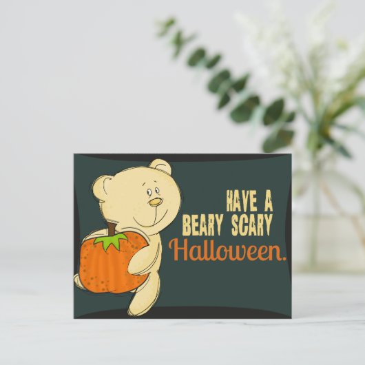 Beary Scary Halloween Briefkaart (Staand voorkant)
