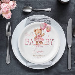 Beary schattig meisje teddy beer baby shower servi papieren bordje<br><div class="desc">Beary schattig meisje teddybeer baby shower servies sjabloon gepersonaliseerde borden,  schattig pluizig meisje teddybeer met een roze jurk en een roze strik roze ballonnen baby shower sjabloon uitnodiging,  teddybeer thema meisjes baby shower papieren borden.</div>