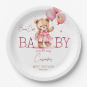 Beary schattig meisje teddy beer baby shower servi papieren bordje (Voorkant)