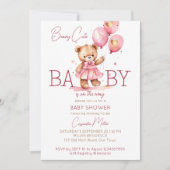 Beary schattig meisje teddy beer baby shower sjabl kaart (Voorkant)