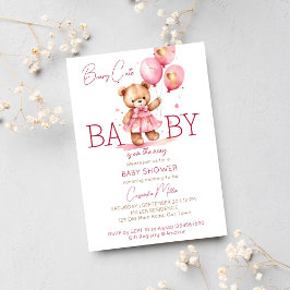 Beary schattig meisje teddy beer baby shower sjabl kaart
