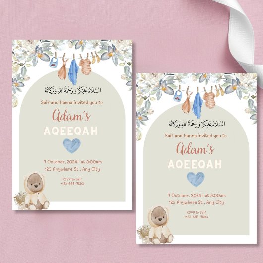 Beary Schattige Aqeeqah Uitnodiging