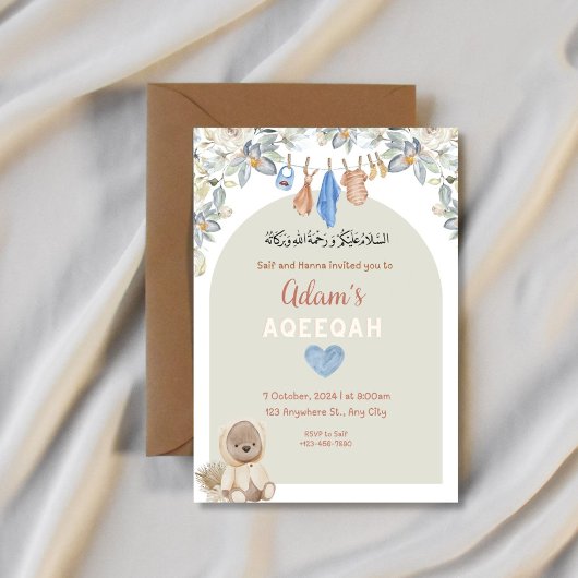 Beary Schattige Aqeeqah Uitnodiging