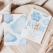 Beary schattige baby op de weg blauwe teddybeer ba kaart