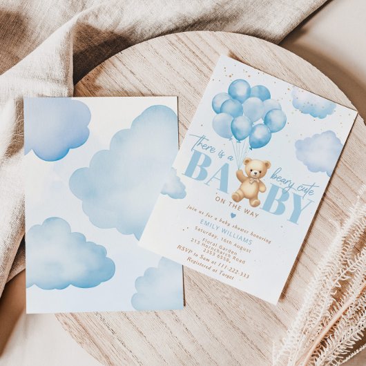 Beary schattige baby op de weg blauwe teddybeer ba kaart