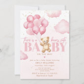 Beary schattige baby op de weg roze teddybeer ball kaart (Voorkant)